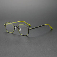 Butler Retro Titanium Eyeglasses Frame Round Frames Southood Green Black 