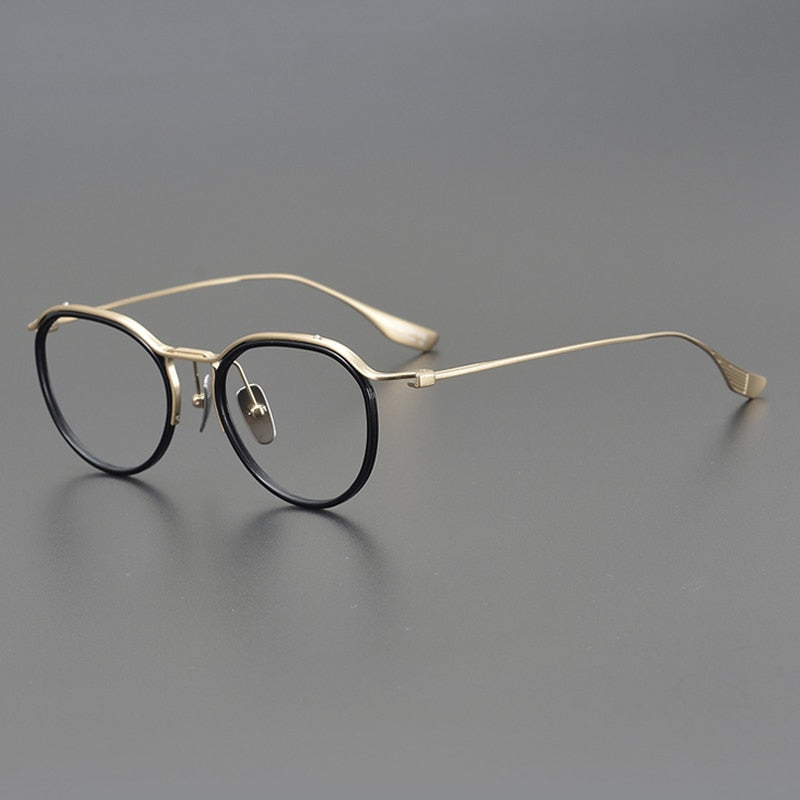 Cain Vintage Titanium Eyeglasses Frame Aviator Frames Southood Gold 