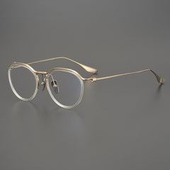 Cain Vintage Titanium Eyeglasses Frame Aviator Frames Southood Gold Transparent 