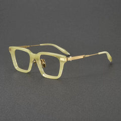 Cal Vintage Acetate Titanium Glasses Frame Rectangle Frames Southood Beige Gold 