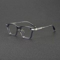Cal Vintage Acetate Titanium Glasses Frame Rectangle Frames Southood Clear Gray Silver 