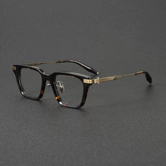 Cal Vintage Acetate Titanium Glasses Frame Rectangle Frames Southood Leopard Bronze 