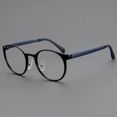 Cam Vintage TR90 Round Eyeglasses Round Frames Southood Black Dark Blue 