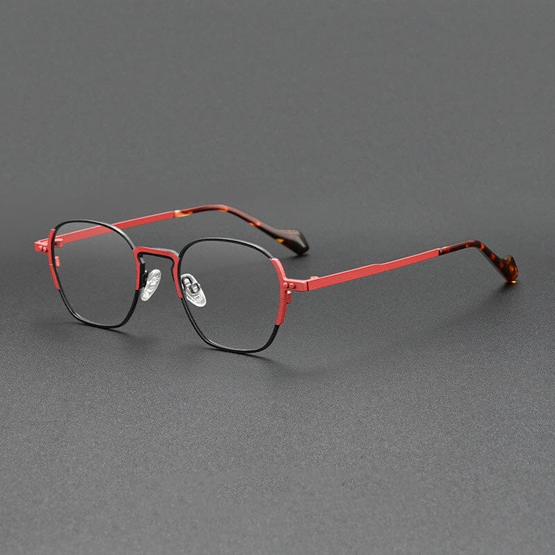 Cary Retro Titanium Eyeglasses Frame Round Frames Southood Red Black 