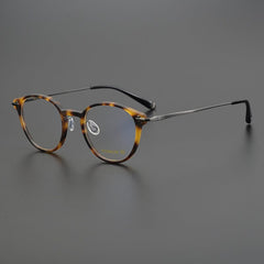 Cayle Vintage Acetate Titanium Glasses Frame Round Frames Southood Matte Leopard 