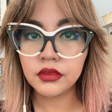 Celeste Oversized Two-Color Stitching Glasses Frame Cat Eye Frames Southood 