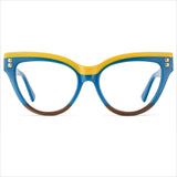Celeste Oversized Two-Color Stitching Glasses Frame Cat Eye Frames Southood Blue 