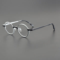 Chay Titanium Round Glasses Frame Round Frames Southood Black White 