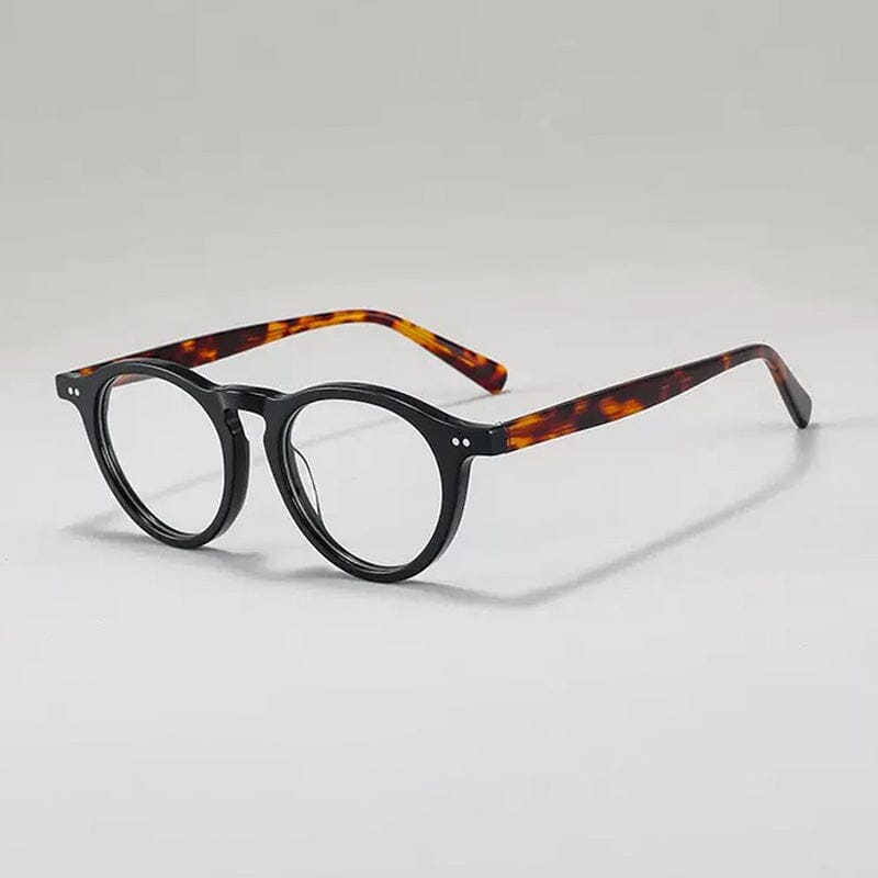 Clace Vintage Acetate Glasses Frames Round Frames Southood Black leopard 