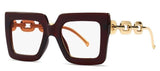 Claire Fancy Square Metal Chain Glasses Frame Rectangle Frames Southood tea clear 