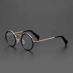 Clay Acetate Alloy Glasses Frame Oval Frames Southood Black Gold 