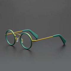 Clay Acetate Alloy Glasses Frame Oval Frames Southood Green Gold 