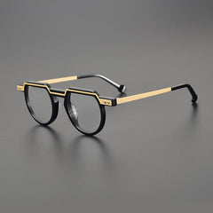 Clem Retro Acetate Eyeglasses Frame Geometric Frames Southood Black Gold 