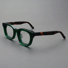 Codi Retro Acetate Glasses Frame Round Frames Southood Green Leopard 