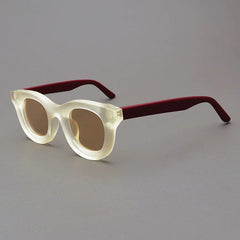 Codi Retro Acetate Sunglasses Sunglasses Southood Matte Yellow Red(Light Tea) 