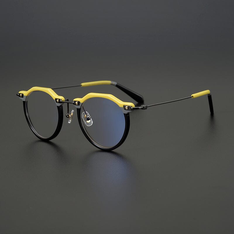 Cort Acetate Titanium Glasses Frame Round Frames Southood Yellow black 