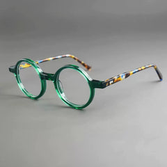 Cosmo Retro Round Acetate Eyeglasses Frame Round Frames Southood Green Leopard 