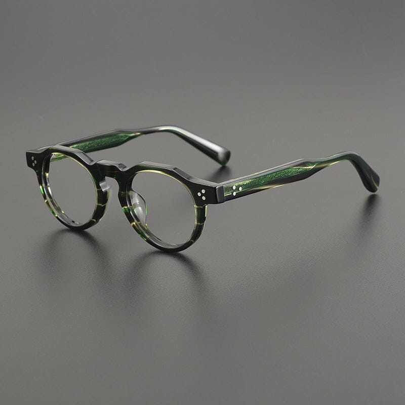 Crowe Vintage Acetate Glasses Frame Geometric Frames Southood Stripe Green 