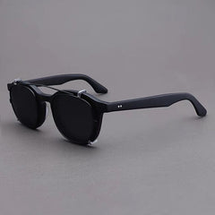 Crowe Vintage Acetate Glasses Frame With sunglasses Clips Sunglasses Southood Matte Black(Black Lens) 