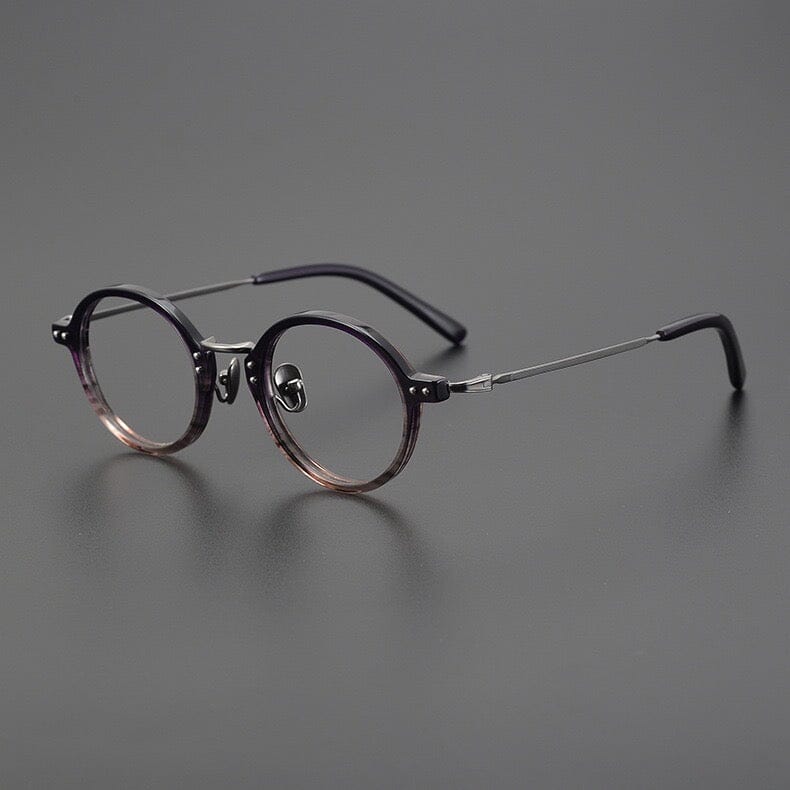 Crunch Vintage Acetate Titanium Glasses Frame Round Frames Southood Black-purple 