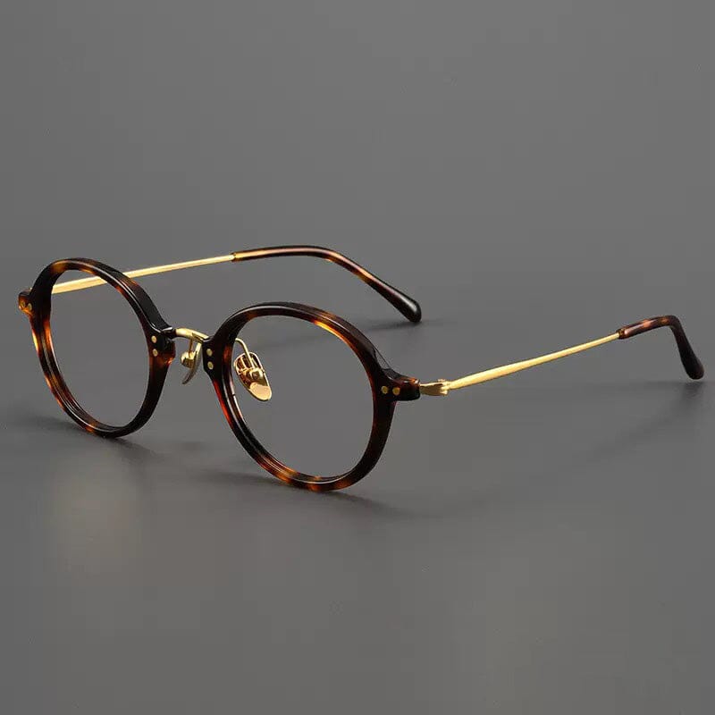 Crunch Vintage Acetate Titanium Glasses Frame Round Frames Southood Leopard 