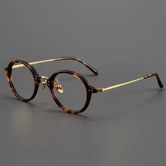 Crunch Vintage Acetate Titanium Glasses Frame Round Frames Southood Leopard 