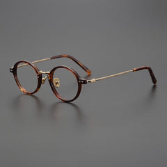 Crunch Vintage Acetate Titanium Glasses Frame Round Frames Southood Leopard 