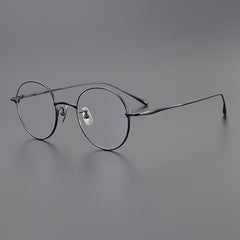 Dael Vintage Round Titanium Eyeglasses Frame Round Frames Southood Black 
