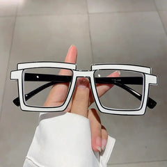 Dannia Cyberpunk Square Glasses Frames Rectangle Frames Southood White black 