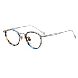 Daran Titanium Round Glasses Frames Round Frames Southood Blue tortoise 