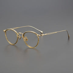 Daran Titanium Round Glasses Frames Round Frames Southood Gold 