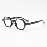 Daryll Polygon TR90 Vintage Eyeglass Frame Geometric Frames Southood Black Leopard 
