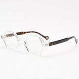 Daryll Polygon TR90 Vintage Eyeglass Frame Geometric Frames Southood Clear Leopard 