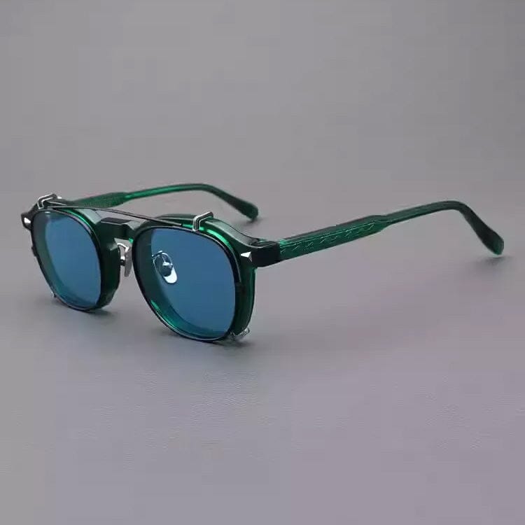 Dempsey Glasses Frame With Polarized Sunglasses Clips Cat Eye Frames Southood Green(Blue Lens） 