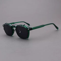 Dempsey Glasses Frame With Polarized Sunglasses Clips Rectangle Frames Southood Green(Black Lens） 