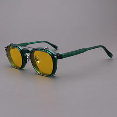 Dempsey Glasses Frame With Polarized Sunglasses Clips Rectangle Frames Southood Green(Yellow Lens） 