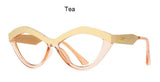 Denise New Cat Eye Glasses Frame Browline Frames Southood C5 tea without lens 
