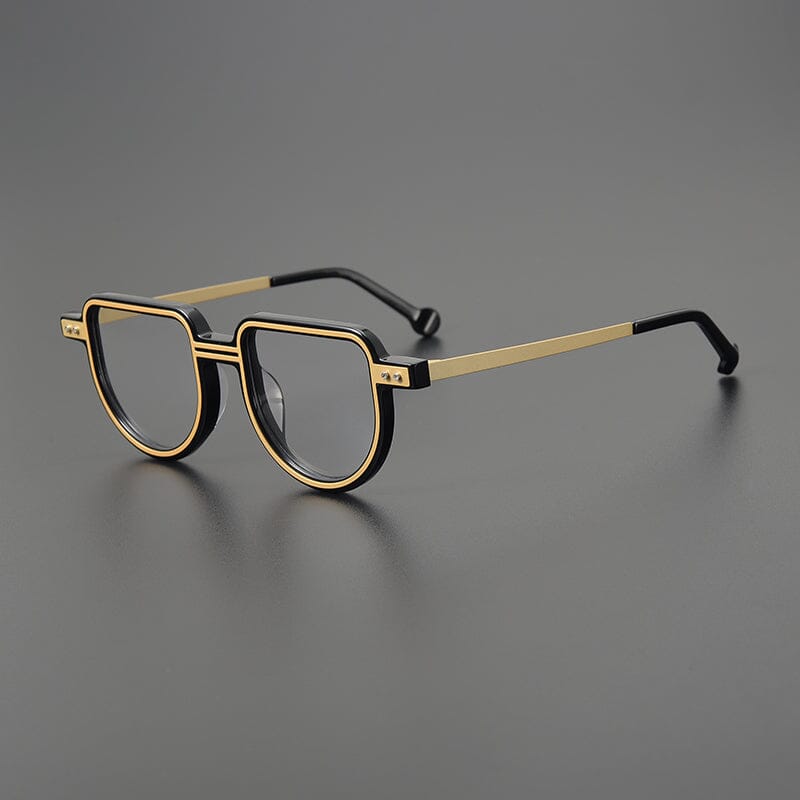 Deon Retro Acetate Eyeglasses Frame Geometric Frames Southood Black Gold 