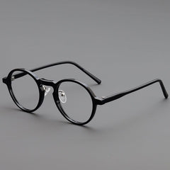 Doncic Vintage TR90 Eyeglasses Frame Round Frames Southood Bright Black 