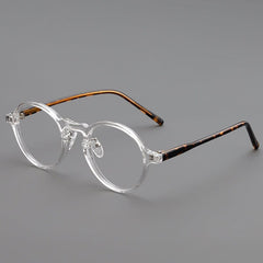Doncic Vintage TR90 Eyeglasses Frame Round Frames Southood Clear Leopard 
