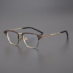 Eboney Titanium Square Glasses Frame Rectangle Frames Southood Coffee Gold 