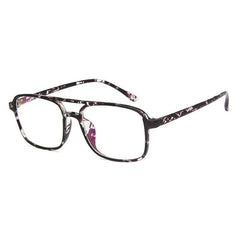 Eddie TR90 Vintage Double Beam Glasses Geometric Frames Southood Black leopard 