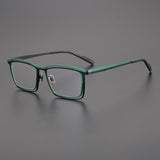 Edwy Square Titanium Glasses Frame Rectangle Frames Southood Black Green 