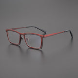 Edwy Square Titanium Glasses Frame Rectangle Frames Southood Red 