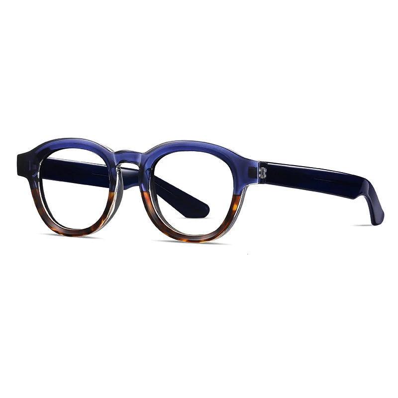 Ehren Vintage Round Eyeglasses Round Frames Southood Blue Leopard 