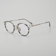 Elvey Vintage Titanium Glasses Frame Round Frames Southood Stripe Grey 