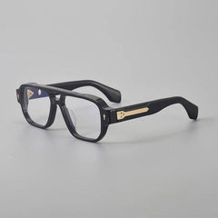 Elvin Vintage Acetate Eyeglasses Frame Aviator Frames Southood Black Gold 