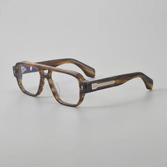 Elvin Vintage Acetate Eyeglasses Frame Aviator Frames Southood Leopard Silver 