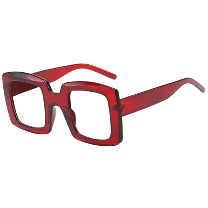 Emily Vintage Square Glasses Frames Rectangle Frames Southood red clear 