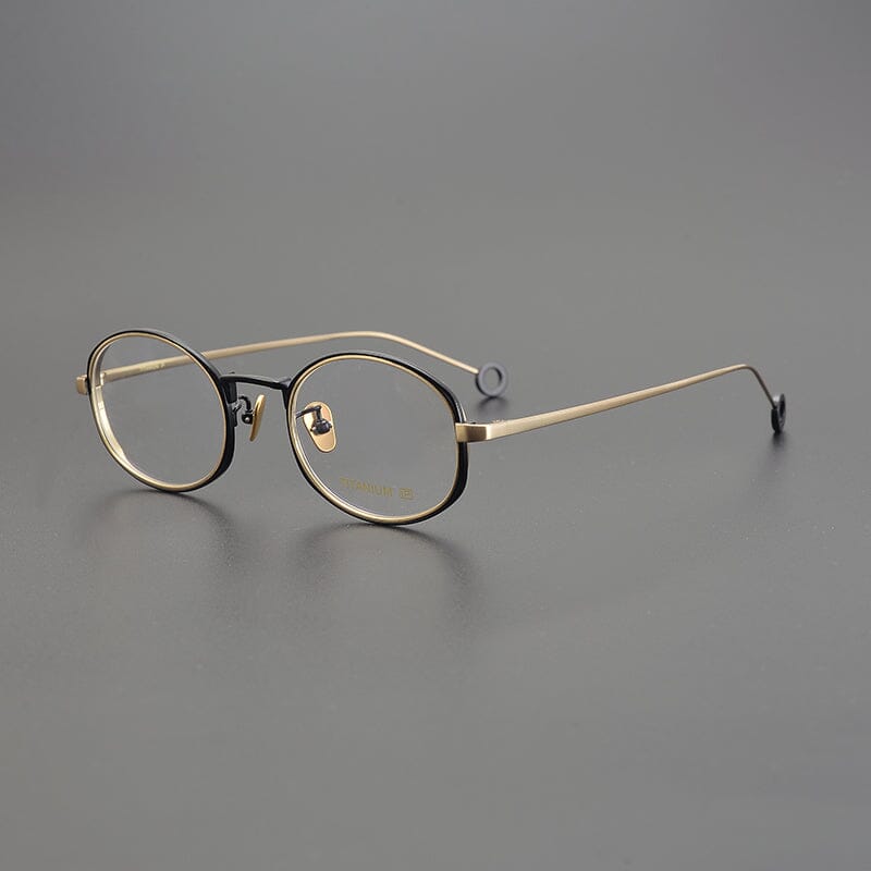 Eneti Vintage Oval Glasses Frame Round Frames Southood Black gold 